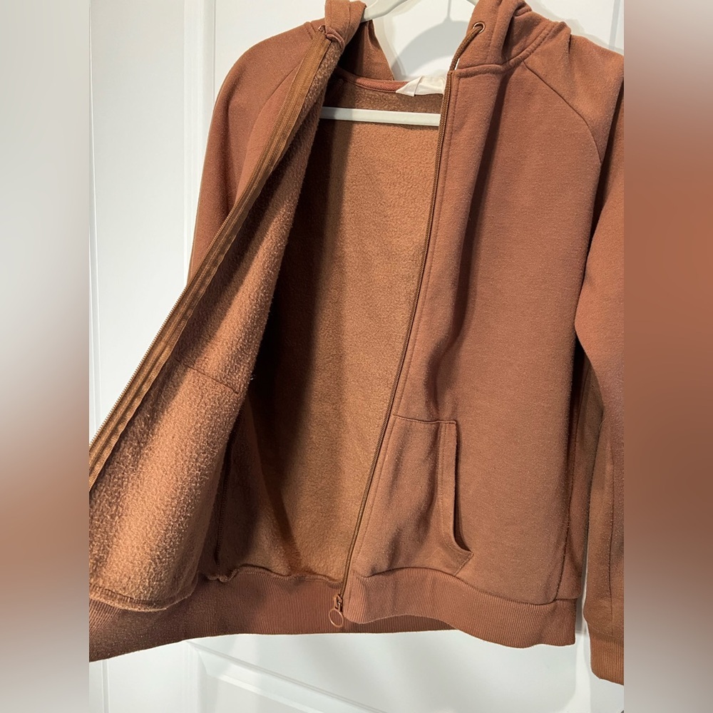 Primark Brown Zip Up Hoodie Size Medium - Picture 3 of 9